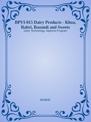 BPVI-015 Dairy Products - Khoa, Rabri, Basundi and Sweets